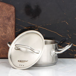 Кастрюля Катунь «Общепит», 1 л, d=14 см, с крышкой, капсульное дно, индукция, нержавеющая сталь, хромированная