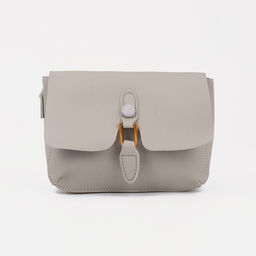 Сумка-мессенджер на клапане, длинный ремень, цвет серый