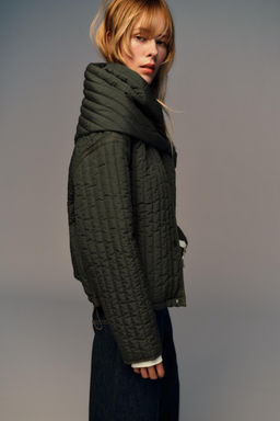 PUFFER JACKET WITH DETACHABLE SCARF - Zara фото 4