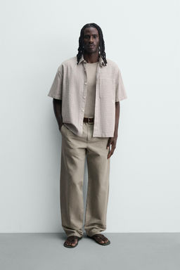 CAMISA RELAXED FIT CUADROS TEXTO / Azul