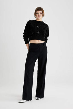 Укороченный свитер с круглым вырезом - Defacto фото 2