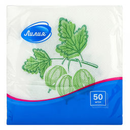 Салфетки бумажные 24х24см Лилия, 1 слойные, 50 штук в упаковке, Вкус лета, Микс: Крыжовник + Клубника (Россия) - Bouquet фото 8