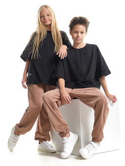 Спортивные брюки трикотажные 22-7999 коричневый - Mini maxi фото 8