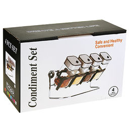 Подставка для специй из нержавеющей стали и пластмассы Ассорти + баночка стеклянная 4шт/120мл, 22,5х7,5х9,5см, в подарочной коробке (Китай) - Домашняя мода фото 3