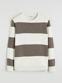 Bisiklet Yaka ?izgili Erkek Triko Kazak