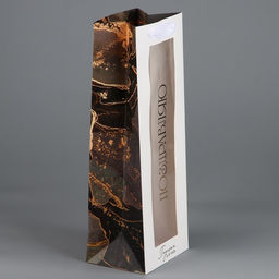 Пакет подарочный под бутылку, упаковка, «Поздравляю», мрамор, 36 х 13 х 10 см