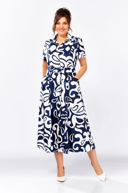 Платье Swallow 844.3 темно-синий в белый принт