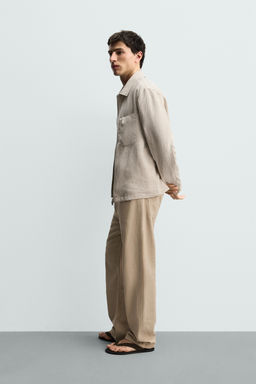 SOBRECAMISA 100% LINO CREMALLERA / Beige claro - Zara фото 4