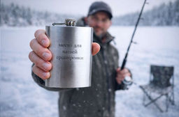 Фляжка для гравировки 230 мл Зимняя рыбалка /SFL-170 /уп 100/