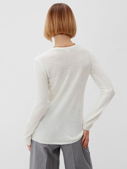 Джемпер женский MINAKU: Knitwear collection, цвет молочный, размер 50  фото 6