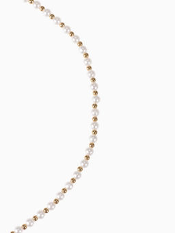 Бусы Жемчуг дуэт бусин, шар №6, белые в золоте, 53 см