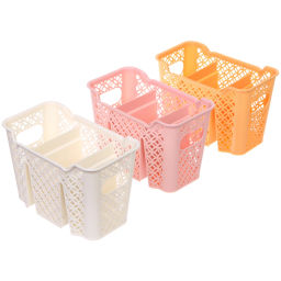 Цена за 3 шт. Подставка для столовых приборов пластиковая "Колечки" 3отделения, 19*11*12,5см, микс цветов