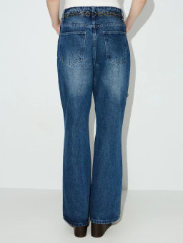 Джинсы расклешенные с высокой посадкой с цепочкой ZR2604092327-103 / Zarina