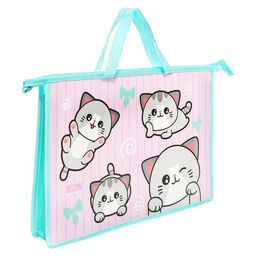 Папка для труда, А4, пластиковая, 33.5×23.5×5.5 см «Котики»