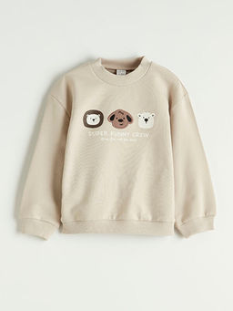 Bask?l? Erkek Bebek Sweatshirt