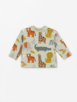 Bisiklet Yaka Uzun Kollu Bask?l? Erkek Bebek Sweatshirt 2li - Waikiki фото 3