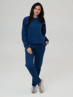 Брюки с подрезами (начес) синий