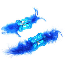 Цена за 6 шт. Игрушка для кошек с бубенчиком в наборе 2шт "ИГРУЛИК", с перышками, цвет синий, 4см