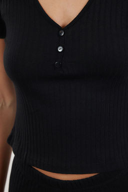 Trendyolmilla Bordo Dugme Detayl? Fitilli Sortlu Orme Pijama Tak?m? THMSS24PT00097 фото 22