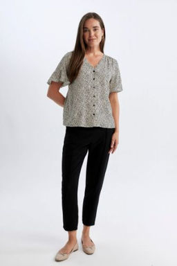 Siyah Jogger Pantolon Lastikli Bel Bagc?kl? Basic Duz Paca