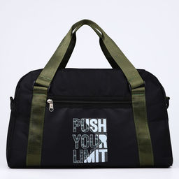 Сумка спорт Push your limit 40×25×18 см, отдел на молнии, длинный ремень, чёрная