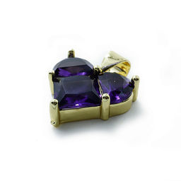 Подвеска Сердечко Фиолетовое-gold чешское стекло с алмазной огранкой
