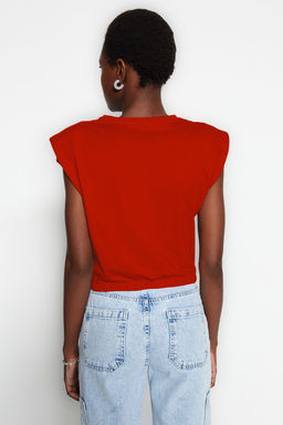 TRENDYOLMILLA Siyah %100 Pamuk Vatkal? Crop Bisiklet Yaka Orme T-Shirt TWOSS21TS0379 фото 17