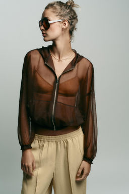 HOODED ORGANZA JACKET