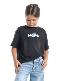 Футболка с принтом для девочки 22-9009 черный