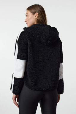 TRENDYOLMILLA Ekru Renk Bloklu Parasut Kumas Detayl? Pelus Genis Kal?p Orme Spor Sweatshirt THMAW24SW00009  фото 13