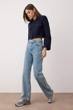 Ac?k Mavi Yuksek Bel Genis Paca Wide Leg Jeans TWOAW24JE00074
