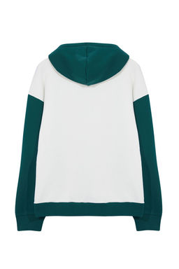 TRENDYOL MAN Ekru Oversize/Genis Kesim Renk Bloklu Sehir Nak?sl? Ici Polar Kapusonlu Sweatshirt TMNAW25SW00028 - Trendyolmilla фото 7