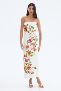 Vestido estampado en mezcla de lino - H&m фото 4