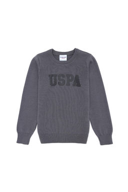 U. S. Polo Assn Серый меланжевый трикотажный свитер с круглым вырезом для мальчика - U.s. polo assn фото 2