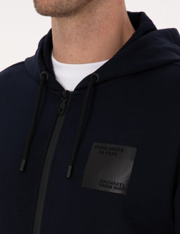Lacivert Regular Fit Pamuk Kar___ml_ Tam Fermuarl_ Sweatshirt