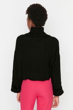 Siyah Crop Basic Triko Kazak TWOAW22KZ0223