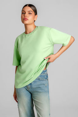 Арт. 3-302/3 Футболка женская оверсайз 44-50 (4 шт) Цвет:салатовый - Калинка фото 7