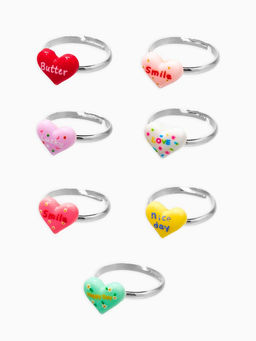 Цена за 36 шт. Кольцо «Выбражулька» тренд, сердце с надписями, б-р, МИКС