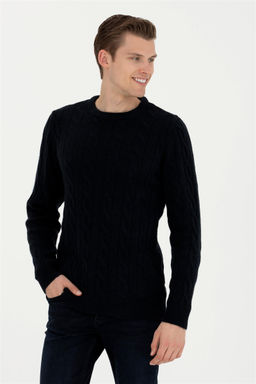 Мужской темно-синий меланжевый свитер