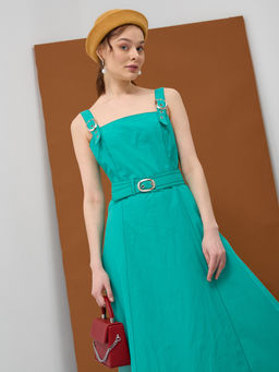 Сарафан с бретелями с металлической пряжкой 75% хлопок, 25% эластан