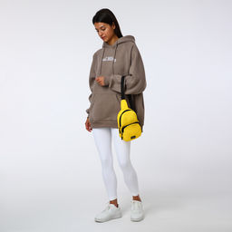 Сумка-слинг на молнии TEXTURA, наружный карман, жёлтая