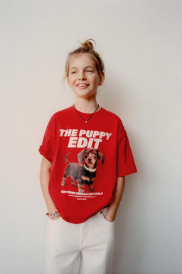 CAMISETA ESTAMPADO PERROS / Rojo - Zara фото 5