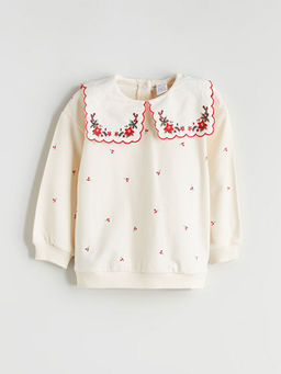 Bebe Yaka K?z Bebek Sweatshirt ve Tayt 2li