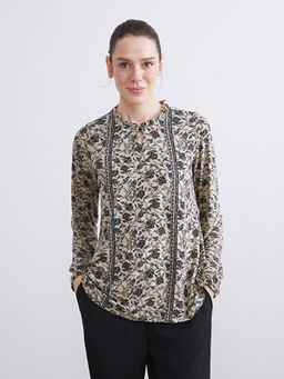 Bisiklet Yaka ?i?ekli Bluz