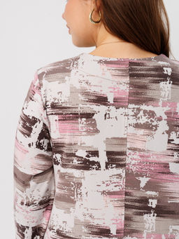 Платье женское П-201 (джерси набивная) Бежевые полусферы