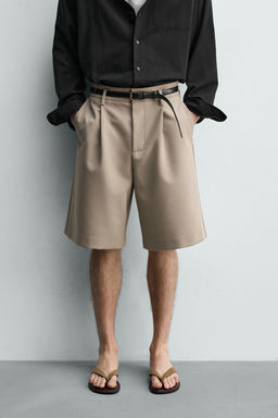 BERMUDA FLUIDA PLIEGUES / Tostado claro