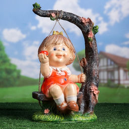 Садовая фигура из полистоуна Девочка на качелях, 48 см - Хорошие сувениры фото 2