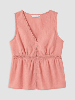 V Yaka Dantel Detayl? Peplum Bluz