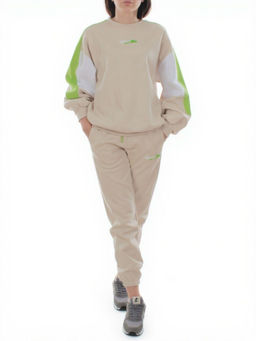 3160/3161 BEIGE/LT. GREEN Костюм спортивный женский (95% хлопок, 5% эластан)