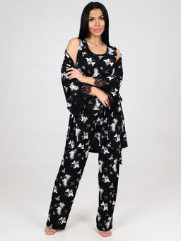 600-ХП ЖЕНСКИЙ КОМПЛЕКТ ТРОЙКА (Бабочки на чёрном) - А-дина фото 3